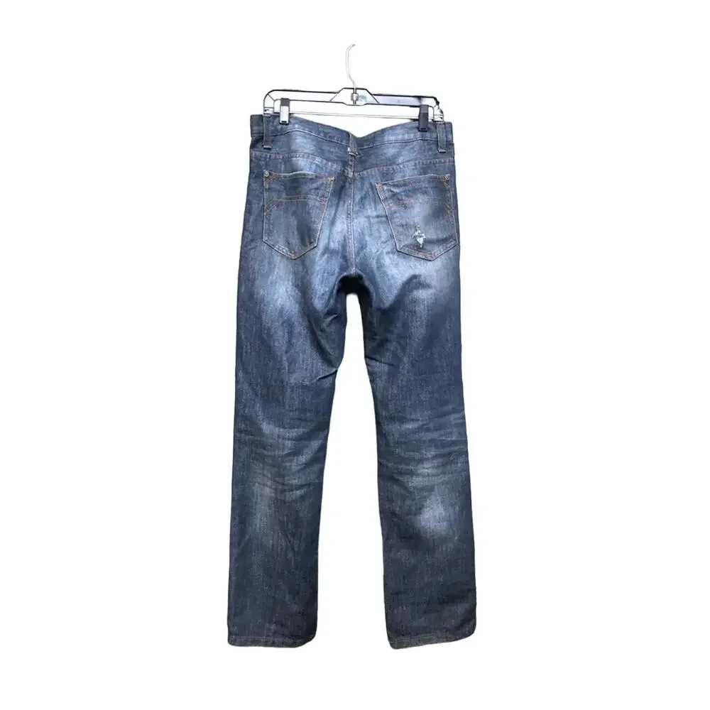 Paper Denim Cloth Jeans Mens Slim Straight Distressed Medium Blue 32 x32